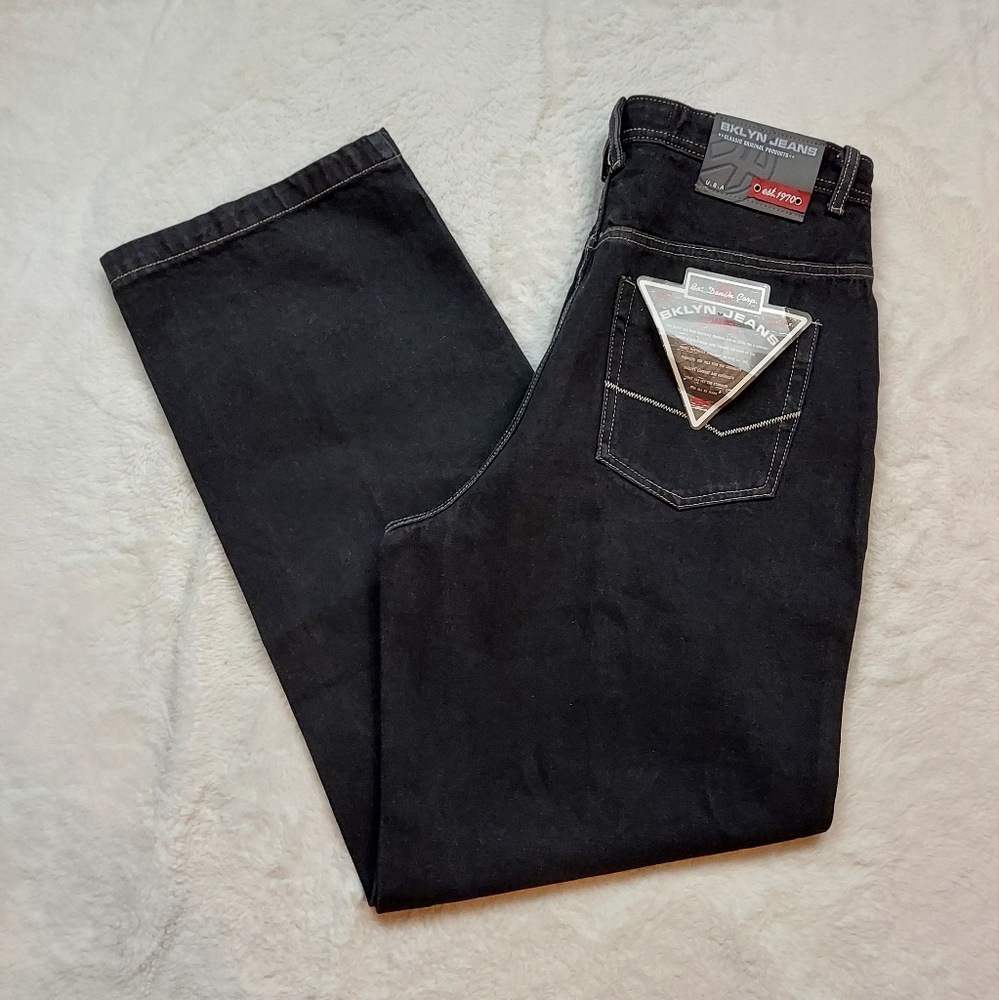 BKLYN Jeans High Rise Straight Leg Black Jeans Size 32